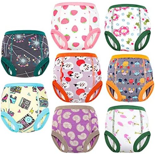 MooMoo Baby 8 Packs Potty Training Pants Cotton Absorbent Training Underwear for Toddler Boy and Girls 2T-9T