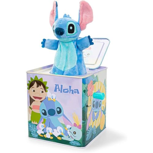 KIDS PREFERRED Disney Baby Lilo and Stitch Classic Jack in The Box Musical Toys for Babies and Toddlers, Pop Goes Stitch from A Colorful Box, 5 Inches