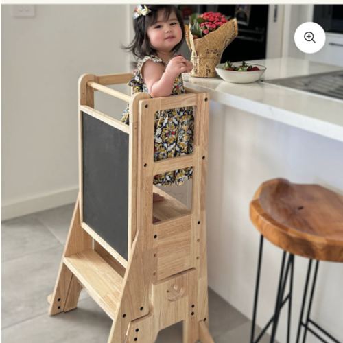 JALA Deluxe Solid Wood Adjustable Kitchen Tower - Duck Stool Handle