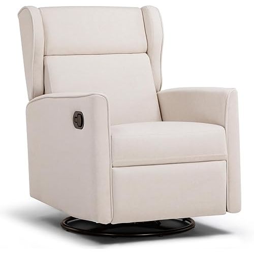 COMHOMA Rocking Recliner Chair,Swivel Glider Reclining Single Sofa Manual Rocker Recliners,Nursery Rocking Chairs with Upholstered Seating for Living Room Office(Beige)