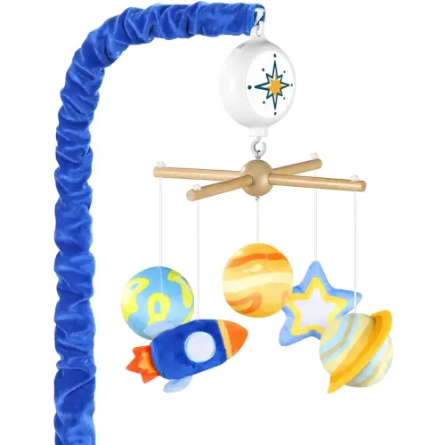 CLYMENE Space Musical Baby Crib Mobile - Planets/Rocket/Star Mobile for Crib with 12 Lullabies for Baby Boys and Girls | Galaxy Nursery Decor
