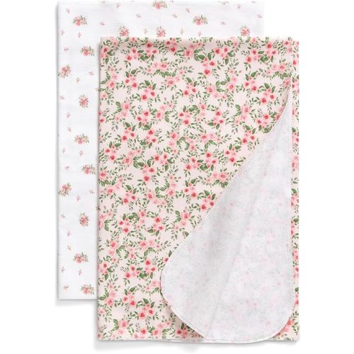 Delta Children 100% Cotton Flannel Baby Receiving Blankets for Girls and Boys – 30x30 Inches (Pack of 2), Pink Floral