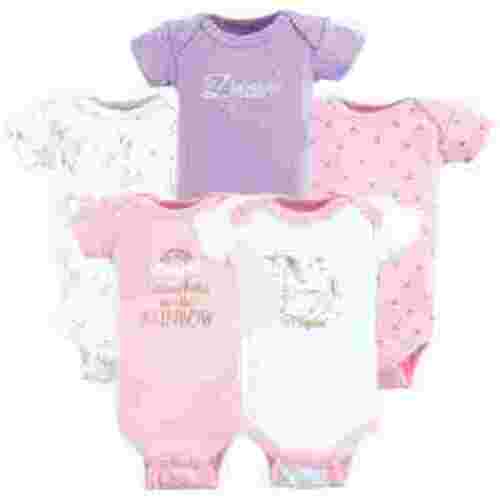 Hudson Baby Short Sleeve Bodysuits, 5-Pack, Newborn- 24 Months