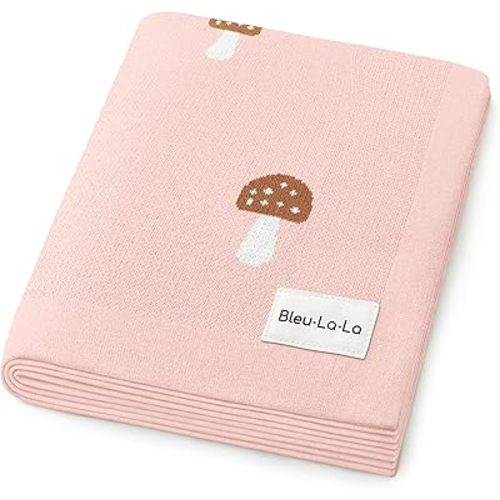 Swaddle Blanket for Girls 100% Cotton Buttery Soft Cozy Receiving Swaddle Crib Stroller Blanket for Shower Gift Registry for Newborns, Infants, Toddlers (Mushroom - Pink)