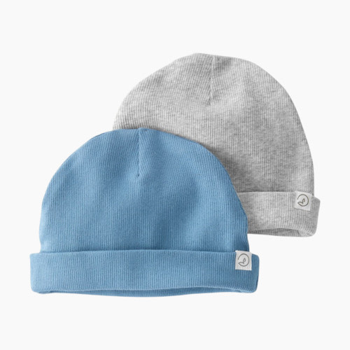 Carter's Little Planet 2-Pack Organic Cotton Rib Caps - Blue, 0-3 M