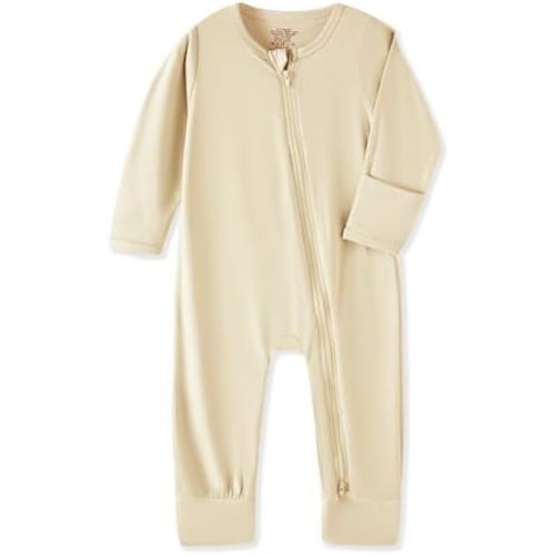 Rayon from Bamboo Baby Pajamas, Baby Sleeper with Mitten Cuffs and 2 Way Zipper, Rompers for Baby Boy Girls 0-24 Months