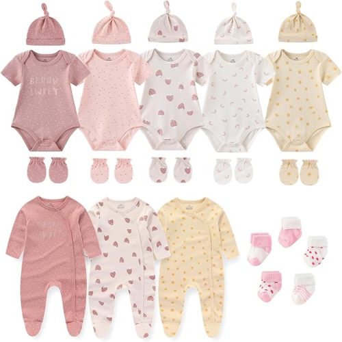 New Born Clothes Cotton Layette Gift Set Unisex Baby Outfit and Accessories Newborn Essentials Must Haves