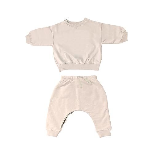 GUNAMUNA Unisex Baby Fleece Sweatsuit, Easy Diaper Changes, Toddler Baby Joggers, Adjustable Waist, Daytime Set