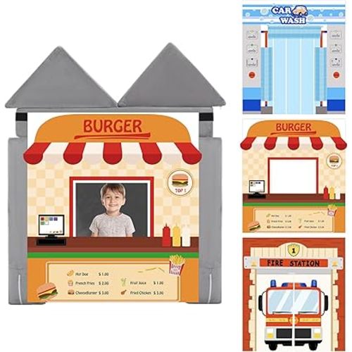 BALAPET 3 Pcs Play Panel for Children - Foam Sofa Kids Couch Funny Ice Cream Parlor, Coffee Shop, Barber Shop Kids Sofa Panel (Fire Station)