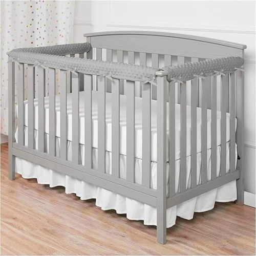 Crib Teething Mesh Cover (3pc Set-Gray Bubble)