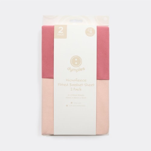 Dymples Microfleece Bassinet Fitted Sheet 2 Pack - Pink