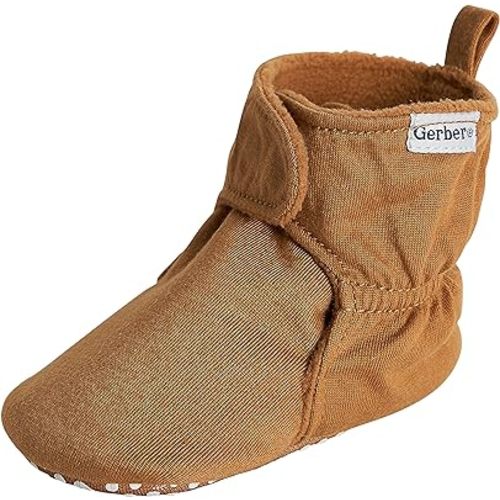 Gerber Unisex-Baby Fleece Lined Wrap Fasten Non Skid Soft Slipper Booties