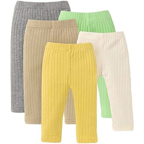 U·nikaka Unisex Baby 0-48 Months 5-Pack Pants in Grey White Black Orange and Pink