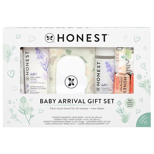 The Honest Company Baby Arrival Gift Set | Newborn Essentials Welcome Box | Diapers, Wipes, Personal Care, Diaper Rash Cream