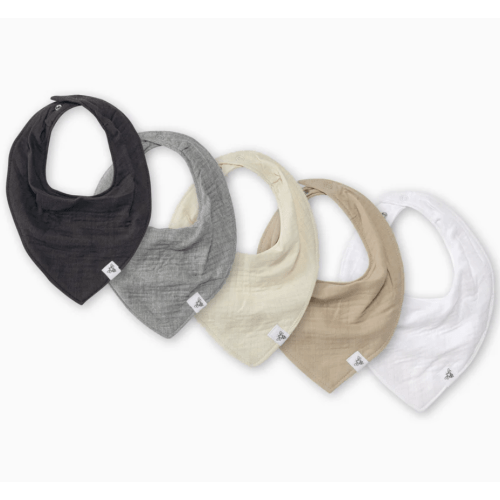 Organic Muslin Baby Bandana Bibs - Ash