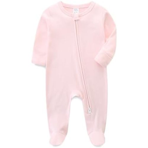 Unisex Baby Boy and Girl Zipper Onesie Solid Toddler Footie One-Piece Infant Romper Jumpsuit