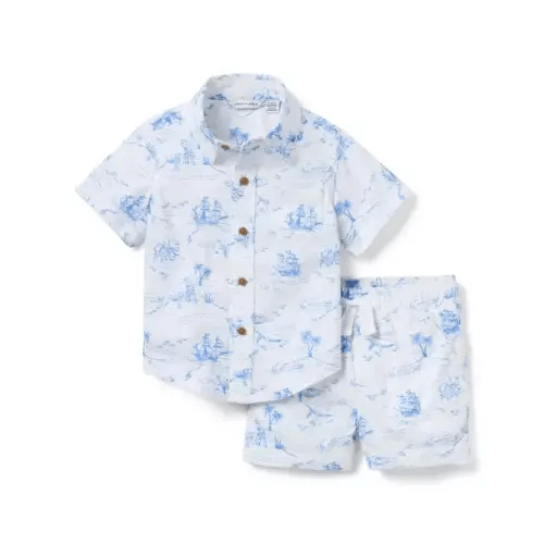 Baby Dreamy Blue Nautical Toile The Cabana Matching Baby Set by Janie and Jack
