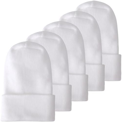 5 Pack Newborn Hospital Hat Infant Baby Striped Hat Soft Cotton Cute Toddler Beanie Hat for Boys Girls 0-6 Months