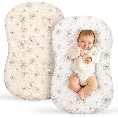 Termichy Baby Lounger Covers for Newborns: Muslin Lounger Pillow Covers Fit for Snuggle Me for Cozy Naps at Home or On The Go – Must Have Baby Nest Lounger Sheets for Toddler Girl Boy 0-12 Months