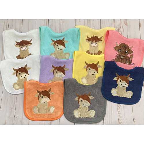 Highland cow baby bib