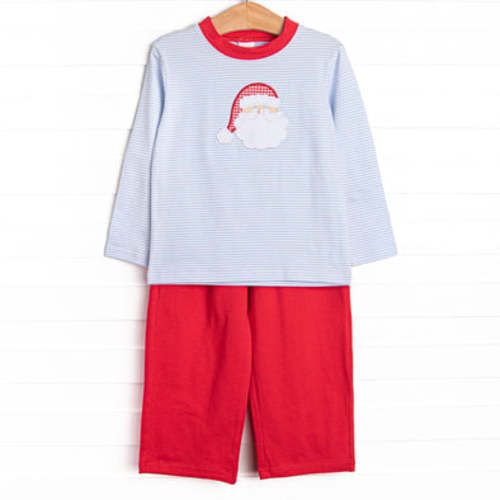 Checking It Twice Applique Pant Set, Blue – Stitchy Fish