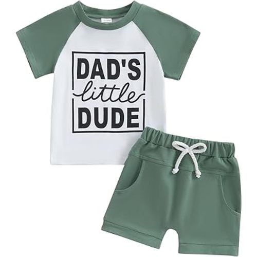 MoZiKQin Baby Boy Summer Clothes Cute Letter Print Short Sleeve Tshirt and Shorts Set Toddler Summer Outfits for Boys