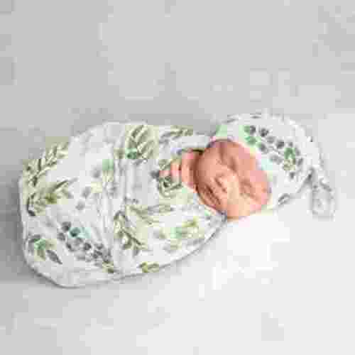 Botanical Leaf Baby Cocoon and Beanie Hat Sleep Sack Set by Sweet Jojo Designs