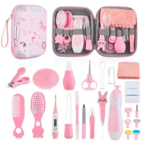 Lictin Baby Healthcare and Grooming Kit, 23 in 1 Electric Safety Nail Trimmer Newborn Nursery Health Care Set with Thermometer, for Infant Toddlers Baby Shower Gifts, Pink