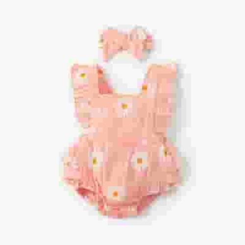 PatPat Newborn Baby Girl Clothes 100% Cotton Baby Romper Sleeveless Short Jumpsuit Summer Clothes Outfit Set, 0-3 Months