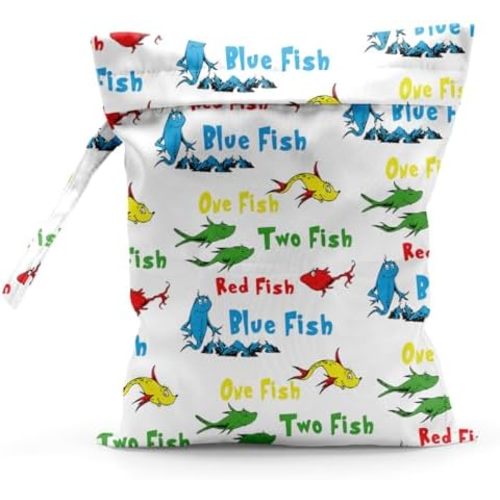 Waterproof Cloth Diaper Wet Dry Bag Reusable Travel Beach Pool Daycare Soiled Toddler Items Yoga Gym Bag for Swimsuits Wet Clothes Bags - Fish Pattern
