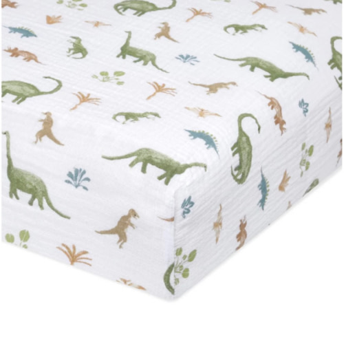 Dino Jungle Cotton Muslin Crib Sheet | aden + anais