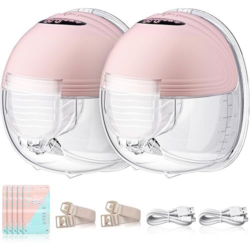 Hands Free Breast Pump, Wearable Electric Breast Pump, for Breastfeeding with 24mm Double-Sealed Flange, 3 Modes & 12 Levels,Smart Display, Low Noise (2PACK)