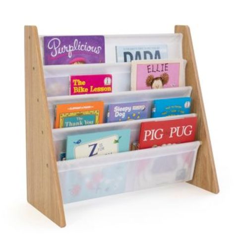 Kids' Journey Bookshelf 4 Tier Book Storage White/ Natural - Humble Crew: Toddler Story Book Shelf For Kids Room