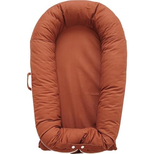 Deluxe Infant Lounger, Baby Nest Cover for Baby Girls & Boys, Newborn Essentials for Baby 0-12 Months, 100% Cotton, Portable Travel Bed (Gingerbread)