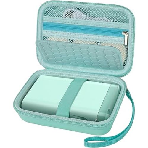 Comecase Case Compatible with Nelko P21/ for Phomemo D30 D35 Label Maker Machine, for JADENS D11/ for SUPVAN Mini Labeler Sticker, Labler Maker Storage for Tape&Accessories - Green