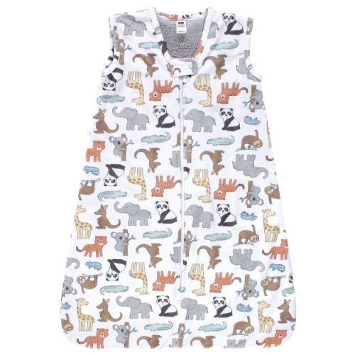 Hudson Baby Boys Plush Faux Fur Sleeping Bag, Wearable Blanket, Zoo Animals, 12-18 Months
