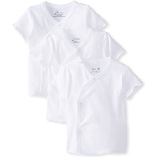 Little Me Baby-Boys Unisex-Baby Newborn Snap Side Tee Shirt 3 Pack - White