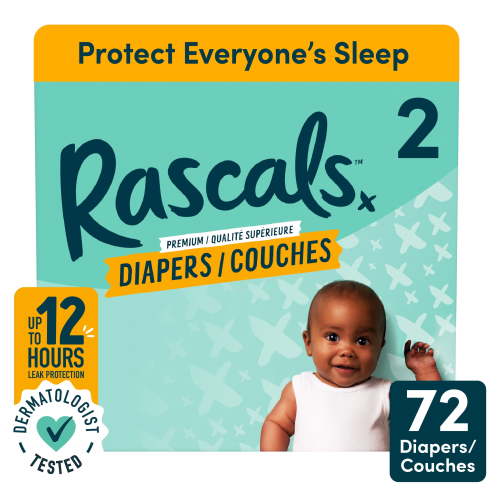 Rascals Premium Absorbent Baby Diapers, Size 2, Small Carton, 72 Count - Walmart.ca