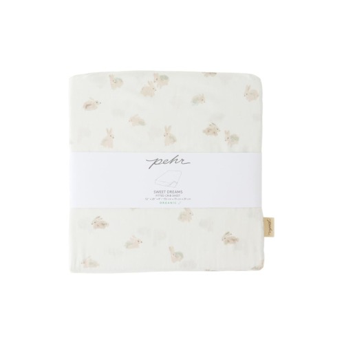 Organic Cotton Crib Sheet- Hoppy Bunny