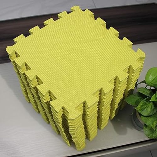 MQIAOHAM® 25 Pieces Puzzle Play Mats, Soft Baby Play Mat, Kids Interlocking Foam Floor Tiles, Toddlers Carpet Playmats G301025-105