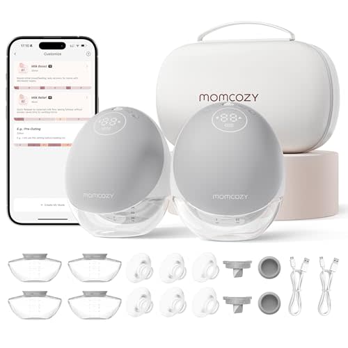 Momcozy Breast Pump Hands Free Upgraded Mobile Flow | M9, App Discreet Control with Personalized Multi-Modes & 15 Levels, Wearable Breast Pump 24mm
