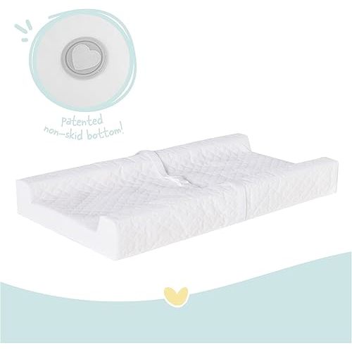 Regalo Baby Basics Non-Slip Infant Changing Pad with Patented Easy-Grip System – Water Resistant Cover, Compatible with Standard Changing Pad Covers and Dressers, Safe and Secure, White
