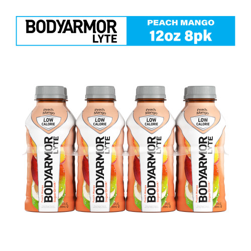 BODYARMOR LYTE Peach Mango Bottled Electrolyte Sports Drink, 12 fl oz, 8 Count