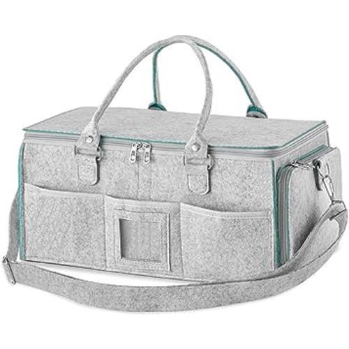 HBlife Baby Diaper Caddy Organizer, Nursery Storage Bin, 16" x 10" x 7" Large Portable Basket Shower Gift Newborn Essentials Baby Registry Must Haves Items-Green