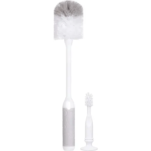 Ubbi Baby Bottle Brush Set, Bottle Brush and Nipple Brush, Baby Cleaning Essentials, Gray