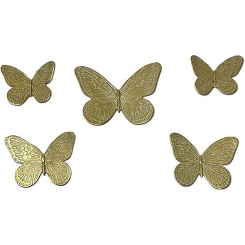 Waowumar Butterfly Wall Decor Rustic Gold Wall Hangings Resin Butterflies Wall Art 5 Pieces