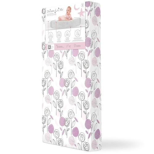 Dream On Me Floral Dreams Firm Fiber Baby Crib Mattress Rose Pink, Greenguard Gold and JPMA Certified, Fits All Standard Cribs and Toddler Beds, Waterproof Sleep Surface & Machine Washable Cover
