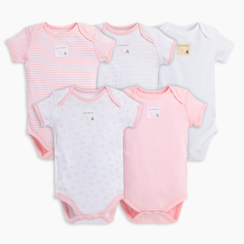 Burt's Bees Baby Organic Short Sleeve Bodysuit (5 Pack) - Blossom, 0-3 Months