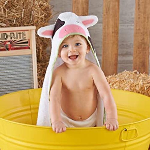 Baby Aspen "Utterly Adorable" Cow Hooded Towel / Baby Robe, Baby Shower Gifts, 0-9 Months, Newborn, Baby Bath Towel