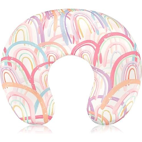 Nursing Pillow Cover, Removable Nursing Covers for Breastfeeding Pillows, Stretchy and Soft Fit for Baby Girls Boys Newborn, Rainbow (Only Cover)
